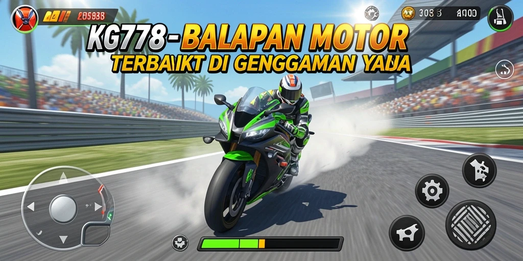 Screenshot gameplay KG778 yang menampilkan aksi balapan motor yang mendebarkan.