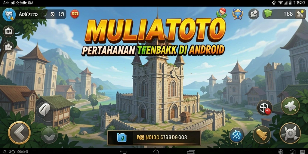 Tampilan gameplay intens di MULIATOTO dengan menara dan musuh yang mendebarkan.
