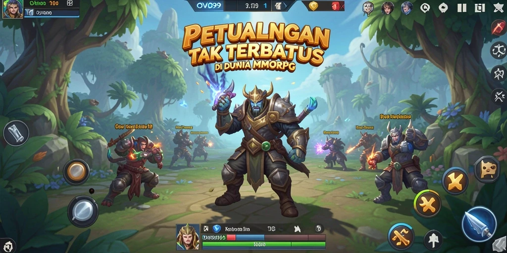 Tampilan gameplay OVO99 yang menampilkan petualangan RPG yang mendebarkan.