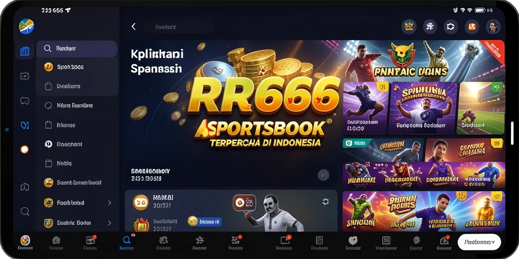 Tampilan screenshot utama RR666 menampilkan pengalaman taruhan nyata di platform Sportsbook.